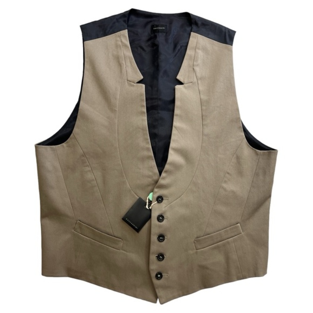GAZZARRINI NWT MEN’S BEIGE BUTTON DOWN VEST SZ 54